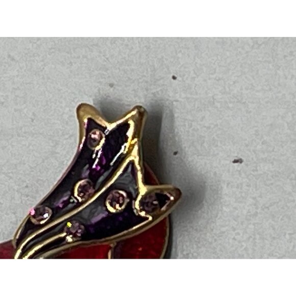 Costume Jewelry brooch red and black hat sparkling red gold trim 2" wide READ - Picture 6 of 6